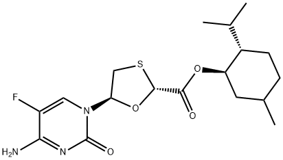 (2R,5S)-5-(4-amino-5-fluor-2-oxo-1(2H)-pyrimidinyl)-1,3-oxathiolan-2-carboxylsyre, (1R,2S,5R)-5- methyl-2-(1-methylethyl)cyclohexylester