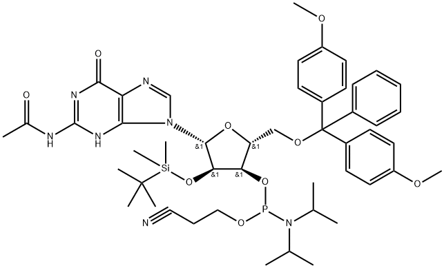 2'-O-[(tert-butyl)dimethylsilyl]-N-acetylguanosin-3'-(2-cyanoethyl-N,N-diisopropyl)phosphoramidit