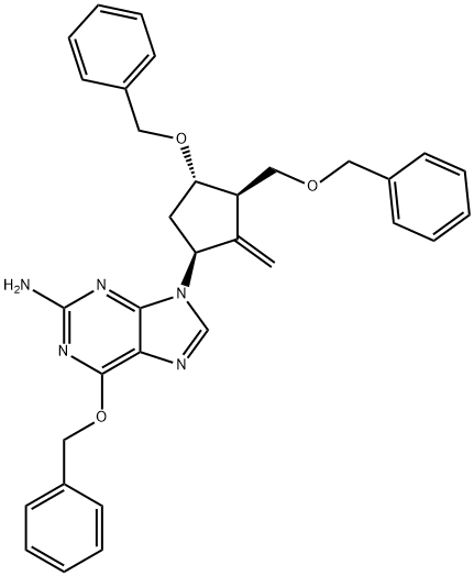 6-(benzyloxy)-9-[(1S,3R,4S)-2-methylen-4-(phenylmethoxy)-3-[(phenylmethoxy)methyl]cyclopentyl]-9H-purin-2-amin