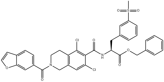 benzyl (S)-2-(2-(benzofuran-6-carbonyl)-5,7-dichlor-1,2,3,4-tetrahydroisoquinolin-6-carboxamido)-3-(3-(methylsulfonyl)phenyl)propanoat